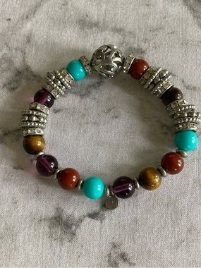 Glass Beaded Multi-Color stretch bracelet